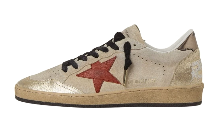 Ball Star in suede beige con stella in pelle rossa Ball Star in suede beige con stella in pelle rossa