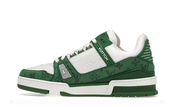 Trainer Green Monogram Denim White Trainer Green Monogram Denim White